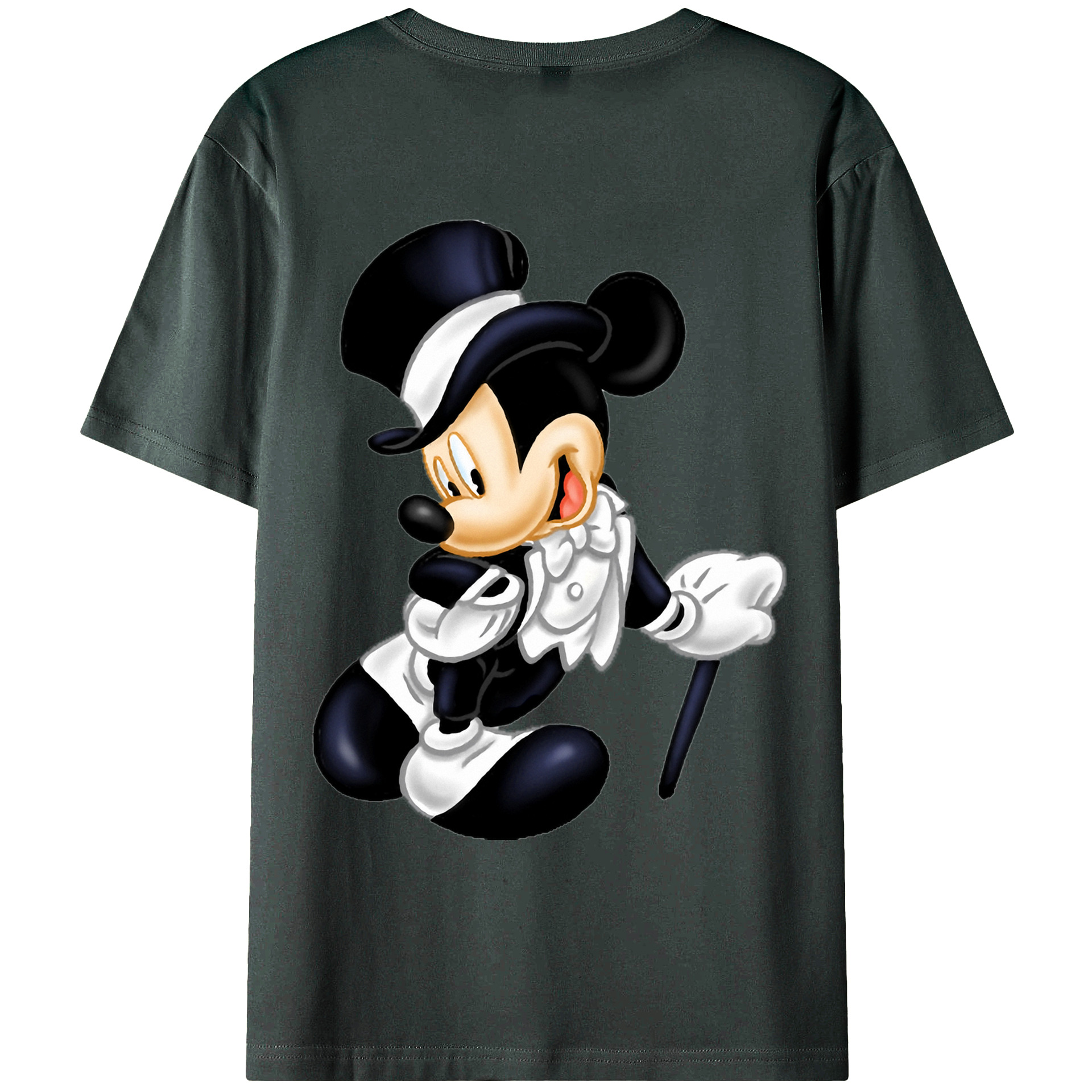 ミッキーマウス Mickey Mouse 綿100％ メンズ半袖Tシャツ（バックプリント） 通気性
